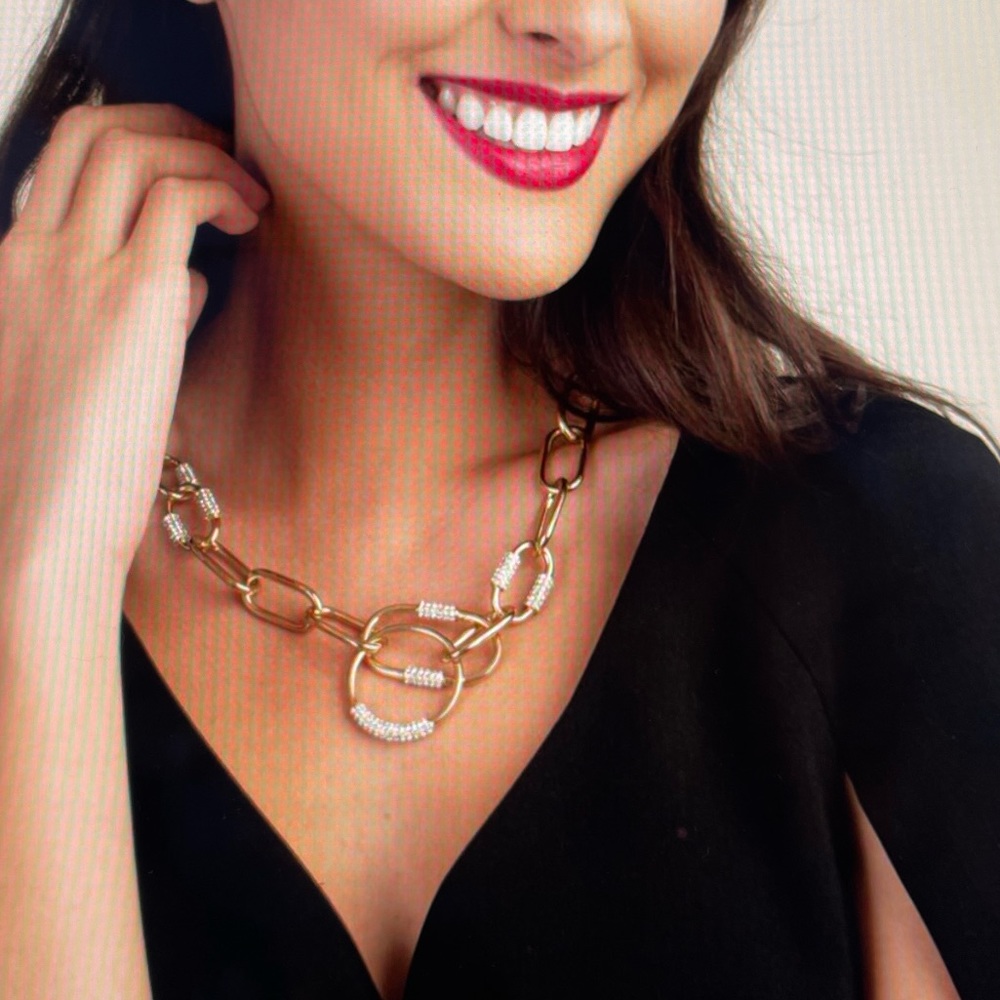 Trina Trunk Pave Link Necklace Gold - Picture 2 of 6